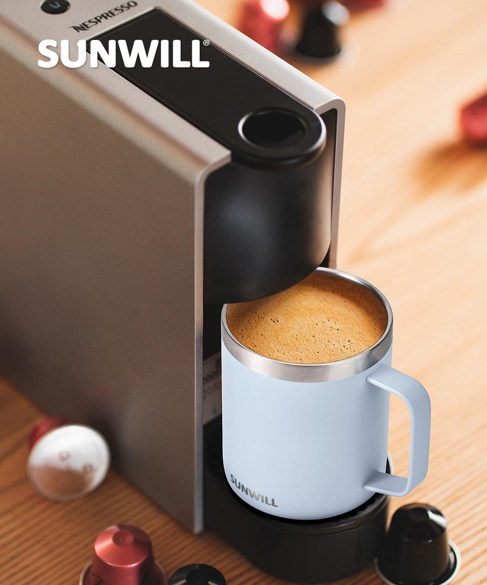 SUNWILL Travel Coffee Mug Set of 4, 14 oz Insulated Stainless Steel