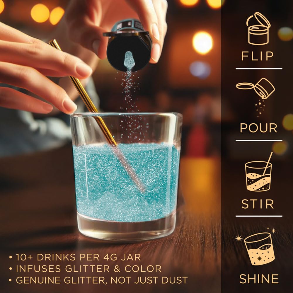 Brew Glitter Edible Drink Glitter Pump 1x 25g for Cocktails, Beer, &amp; Beverages (Teal)