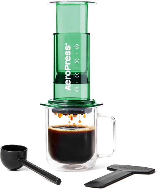 AeroPress Clear Green Coffee Press, French Press, Pour-Over &amp; Espresso