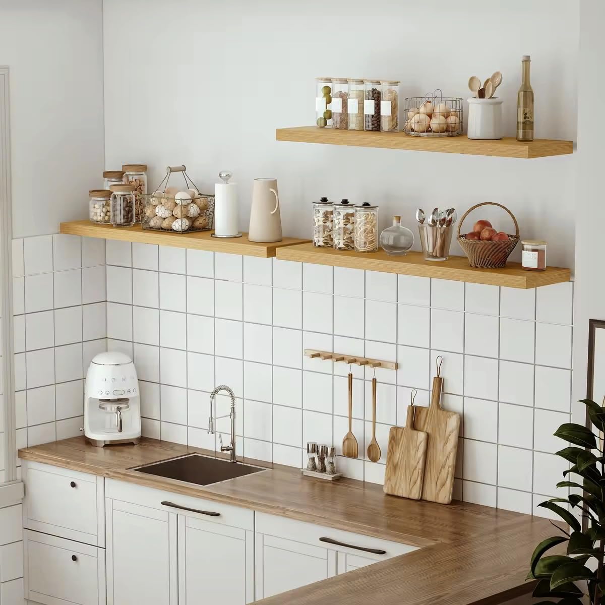 Vivelove Single Floating Shelves 48x10” Set of 1, Oak