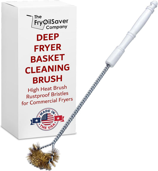Deep Fryer Basket Cleaning Brush, Brass Bristle, Removes Grime for Diners & Restaurants Deep Fryers, Up to 750F High Heat