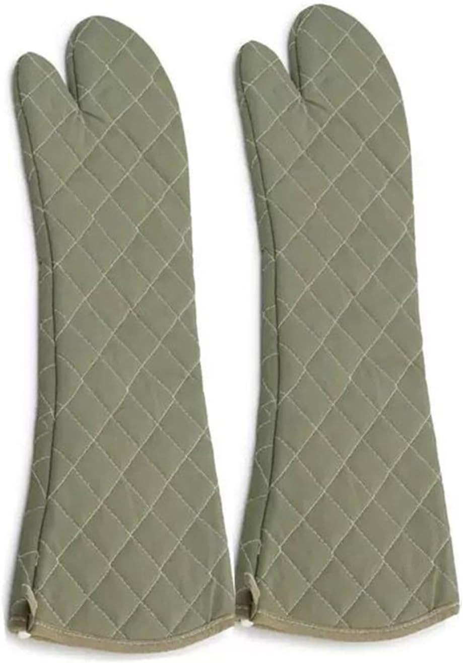 Linwnil Extra Long 24 Inch Heat Resistant Oven Gloves New Cotton Oven Mitts Kitchen Gloves High Temperature Cooking Tool BBQ Gloves (24" Green, 24 Inch)