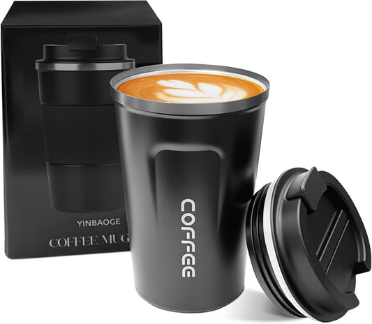 YINBAOGE Insulated Travel Coffee Mug Spill Proof Leak Proof Pobtable To Go Camping Stainless Steel Coffee Tumbler Reusable