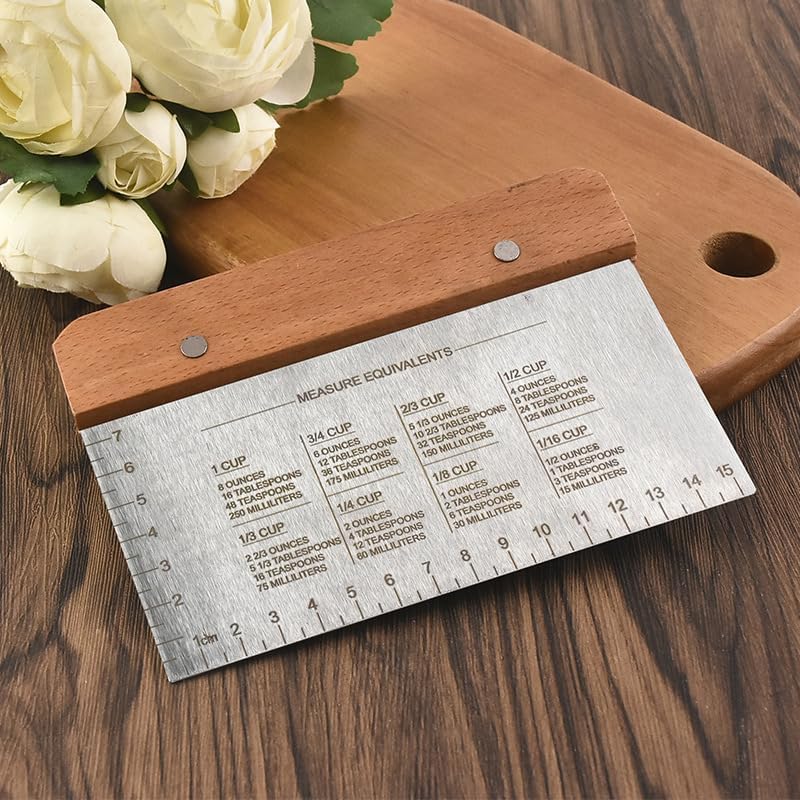 BOORIKA Dough Scraper &amp; Bench Scraper Kitchen – Stainless Steel Sourdough Tools – Dough Cutter for Sourdough Bread, Pizza, and Flat Top Griddles – Chef Approved (Light)