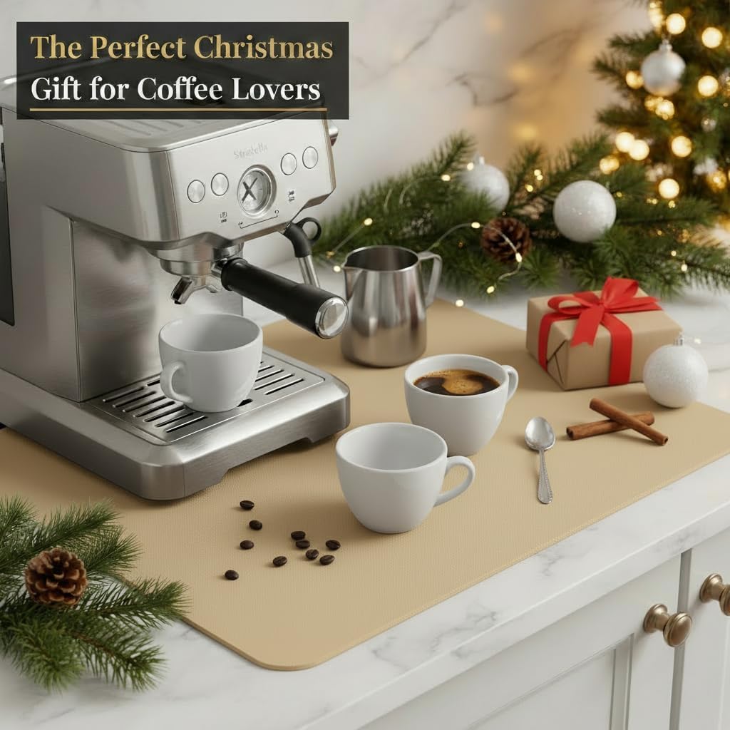 Dish Drying Mat Super Absorbent – 16" x 18" Coffee Mat for Countertops – Non-Slip Drying Mat for Kitchen Counter – Easy to Clean Water Absorbent Mat – Large Dish Drying Mats (Butter Yellow)