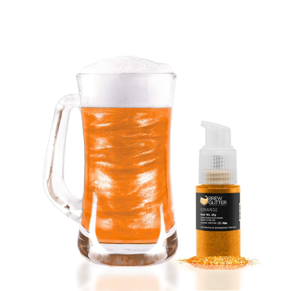 Brew Glitter Edible Drink Glitter Pump 1x 25g for Cocktails, Beer, &amp; Beverages (Orange)