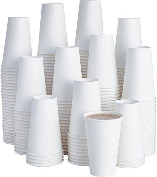 LITOPAK 210 Pack 16 oz Disposable Paper Coffee Cup, Hot/Cold Beverage Drinking Cups for Water, Paper Coffee Cups, White Hot