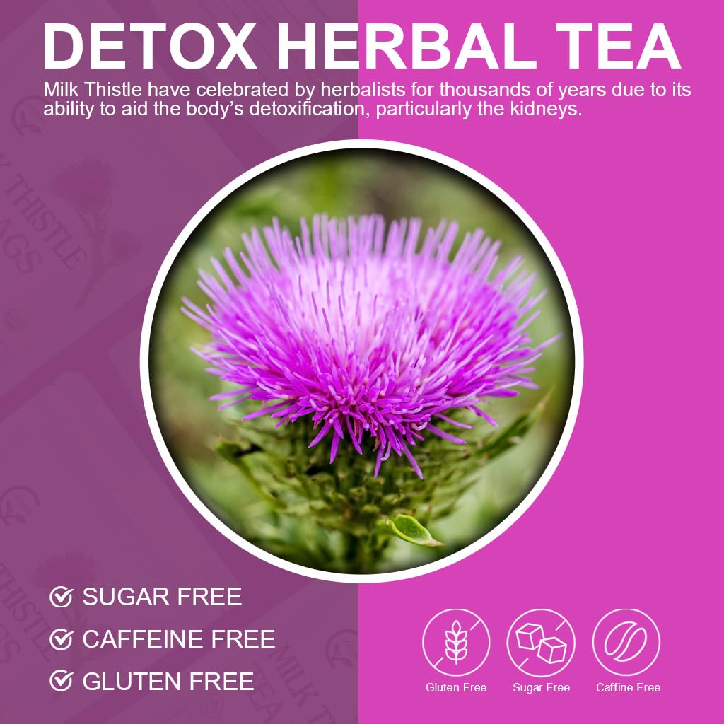 GORNVB Organic Milk Thistle Tea Bags, Liver Support Herbal Tea