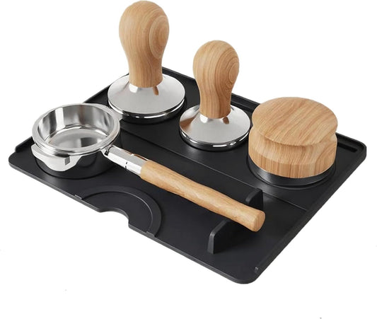 Espresso Tamping Mat, Coffee Tamper Mat, Espresso Mat for Counter, Silicone Tamper Mat, Food-grade, Non-Slip, Waterproof, Heat Resistant (Black, 9.84''x7.87'')