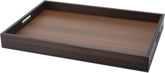 Wood Serving Tray Decor, 15"x10"x1.5" Medium Serving Tray for Party, Ottoman, Coffe Table, Bar, Breakfast in Bed, Dining,