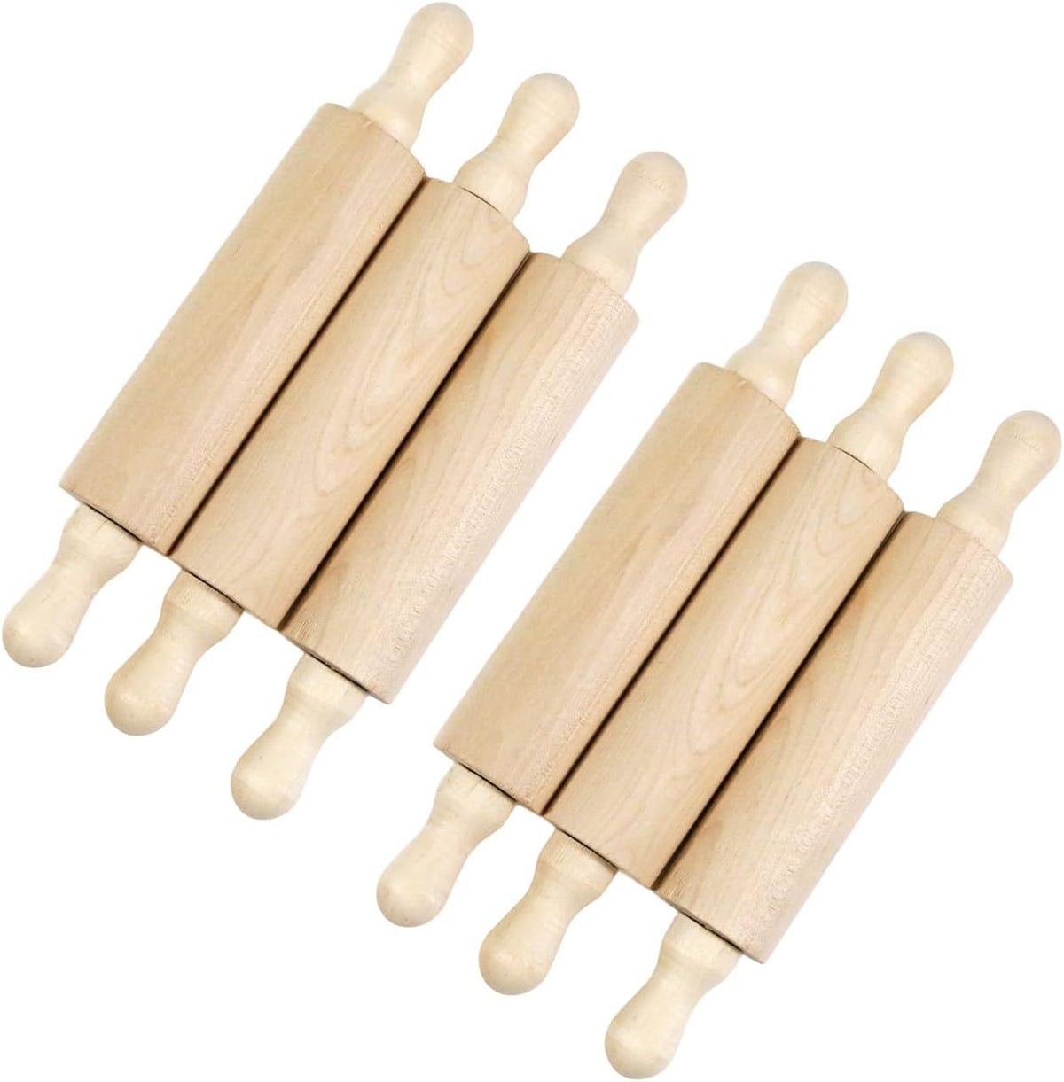 Kang&amp;Chang Mini Unfinished Wood Rolling Pin for Tiered Tray Decor, 6 Pack