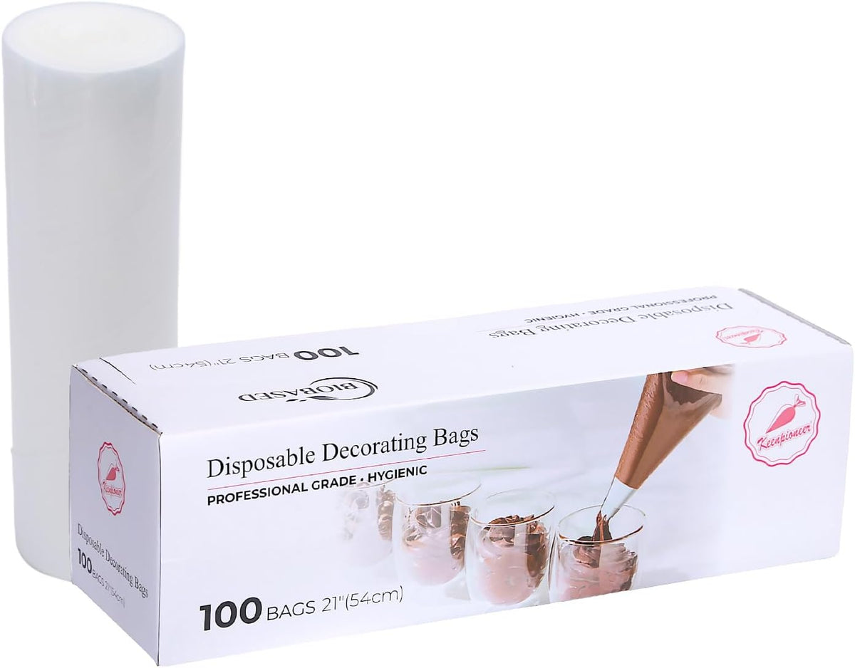 Keenpioneer Disposable Piping Bags, Biobased, 21 Inch, Clear,