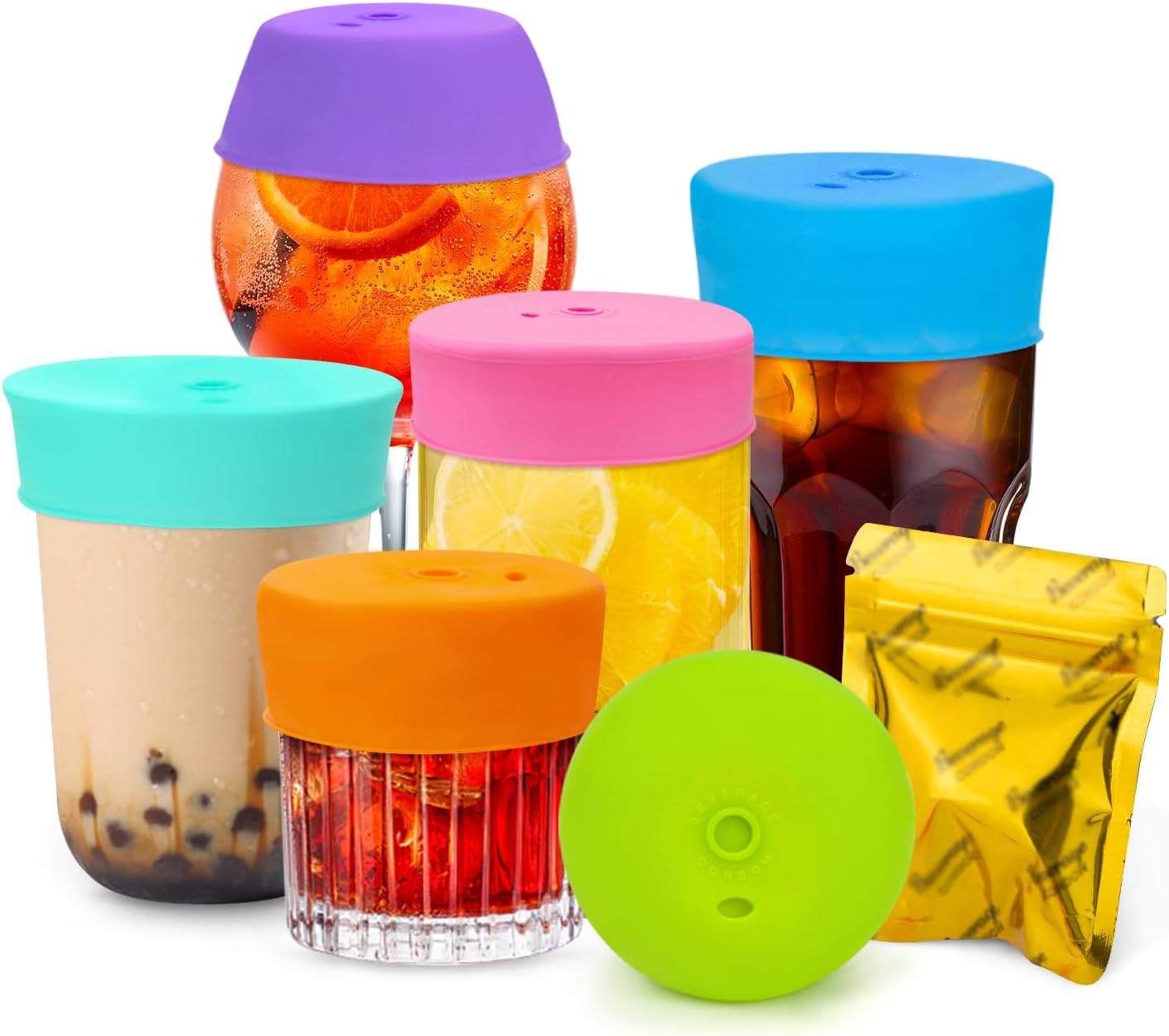 Drink Protection Cover | 100% Silicone and Reusable, Perfect for Parties, Bars or Clubs, Fits All Cup Sizes | Stop Worrying About Beverage Safety (6 Colors)