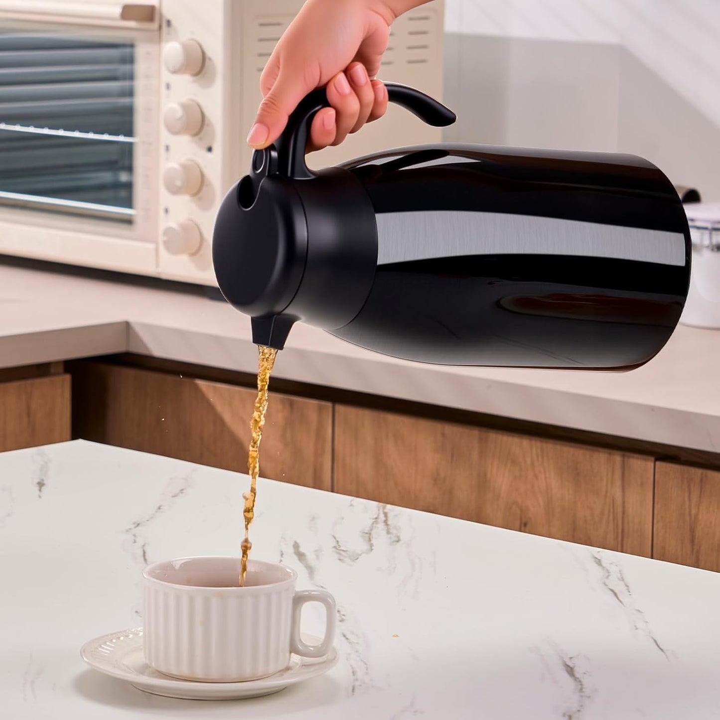 PARACITY 56oz Thermal Coffee Carafe with Stainless Steel Liner, Coffee Carafes for Keeping Hot, Double Walled Vacuum Insulated Coffee Urn for Coffee & Tea, Home & Office