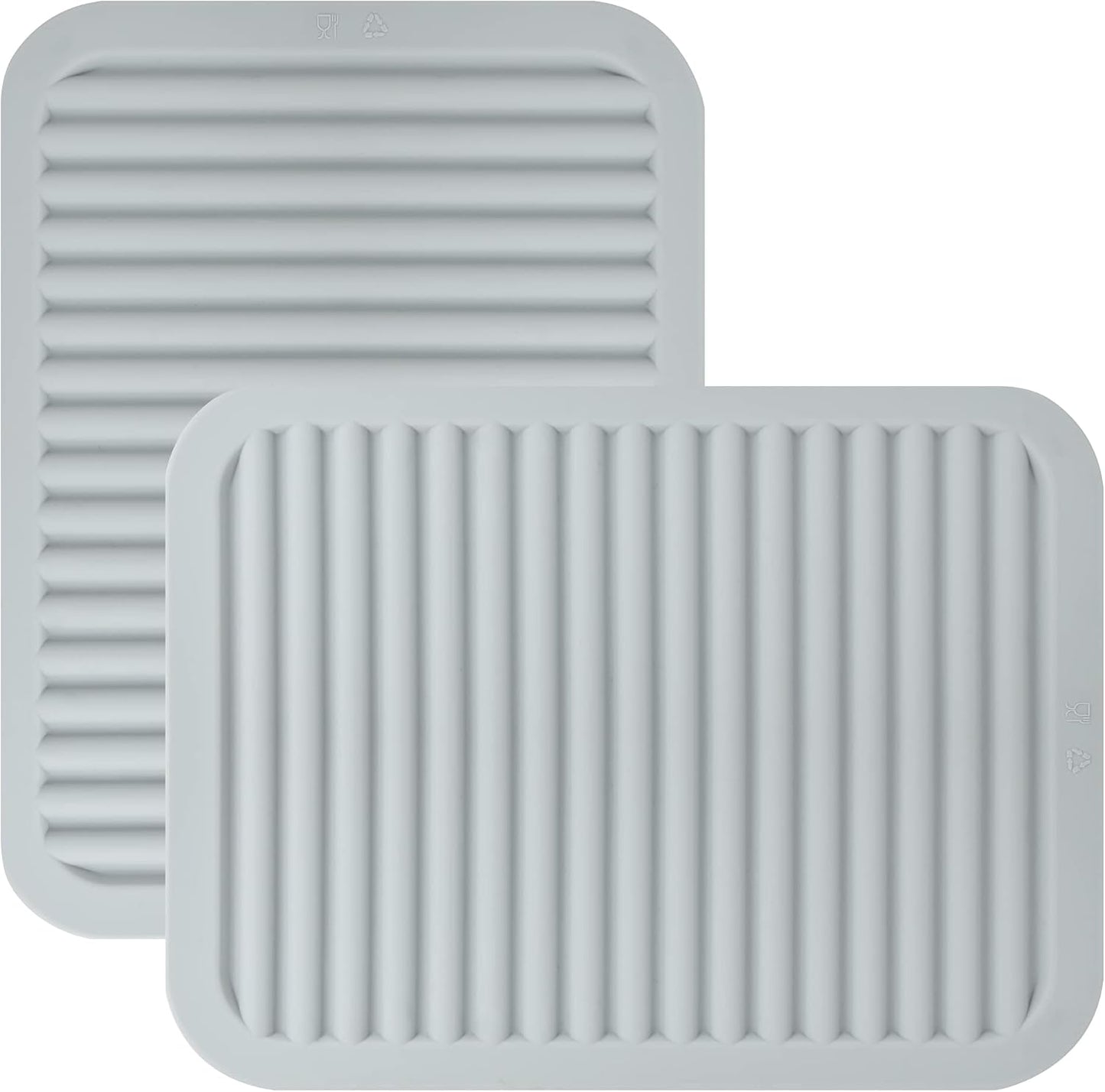 Trivets for Hot Dishes, Silicone Trivets for Hot Pots and Pans, Heat Resistant Hot Pads for Kitchen Counter, 2 Pcs Multi-Purpose &amp; Versatile Trivet Mat (9"x12")(Light Grey)