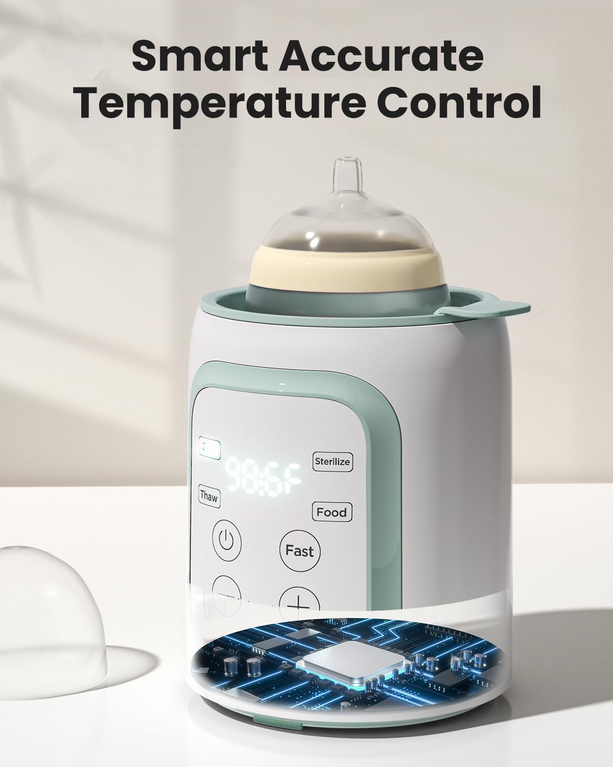 Grownsy 8-in-1 OG Fast Bottle Warmer with Timer, Green
