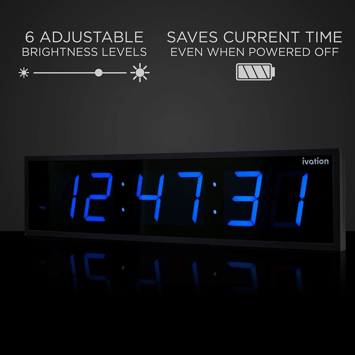 Ivation Oversized Digital Wall Clock with Large LED Display &amp; Timer, 36"