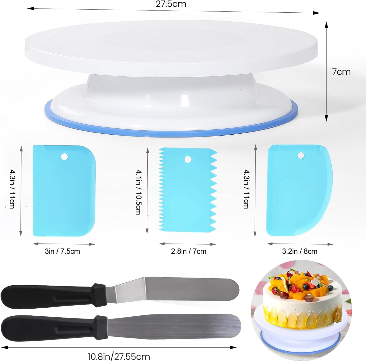 Uten Cake Decorating Supplies Kit 60pcs, with Turntable Cupcake Stands | Cake Baking Tools, including Cake Stand, Icing Piping Tips and Bags, Spatulas, Icing Scraper, Scissor, Couplers, Flower Nail