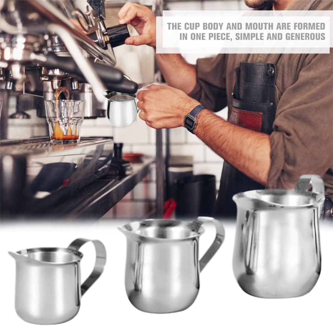 Rolin Roly 2Pcs 1.5 oz Milk Frothing Pitcher Stainless Steel Small Bell-Shaped Creamer Mini Coffee Jug for Barista Cappuccino Espresso Cups Latte Art Pitcher