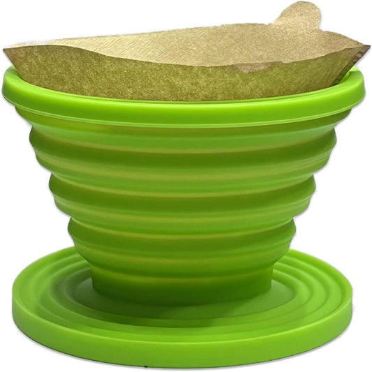 Collapsible Coffee Maker Filter, Reusable Coffee Dripper, Rubber Coffee Maker with 5Pcs Paper Filters, for Home, Camping,