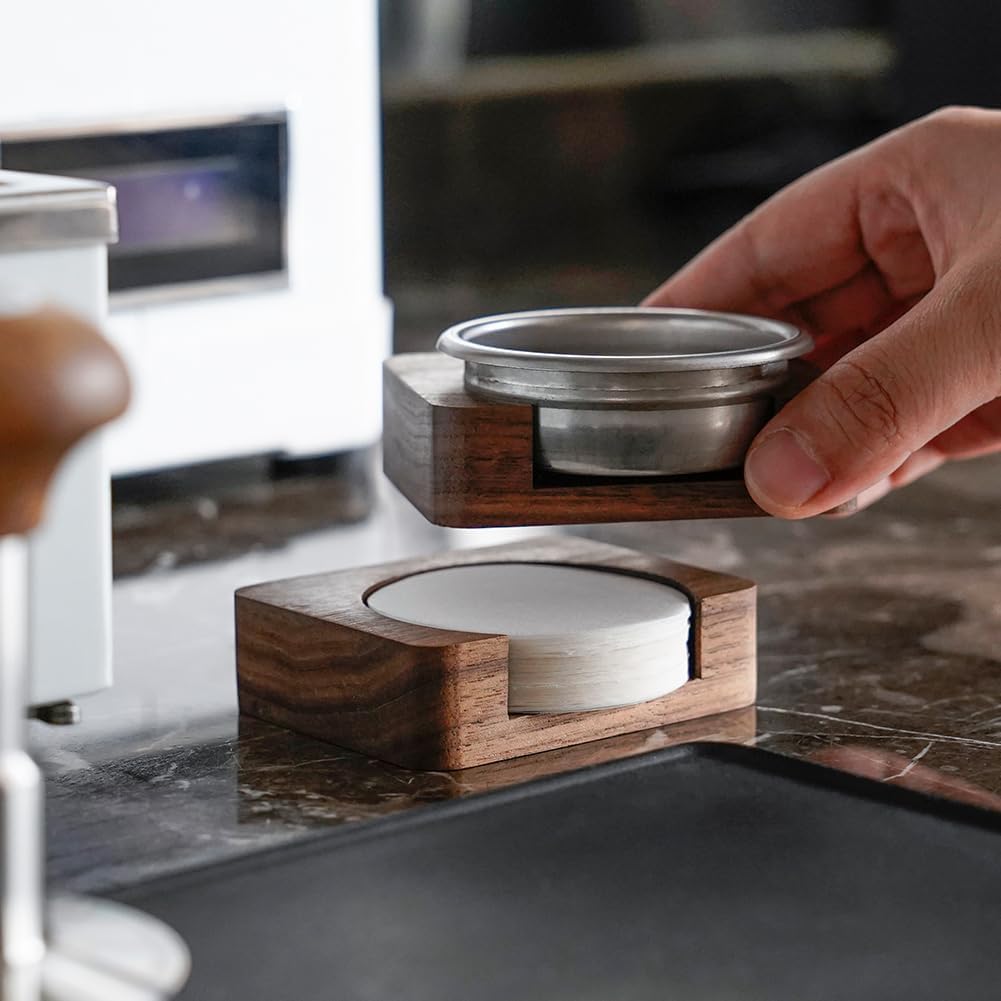 watchget Wood Espresso Paper Filter Holder Stand 63mm
