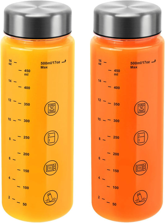 2 Pack Plastic Juice Bottles with Caps - Resuable Clear Water Bottles