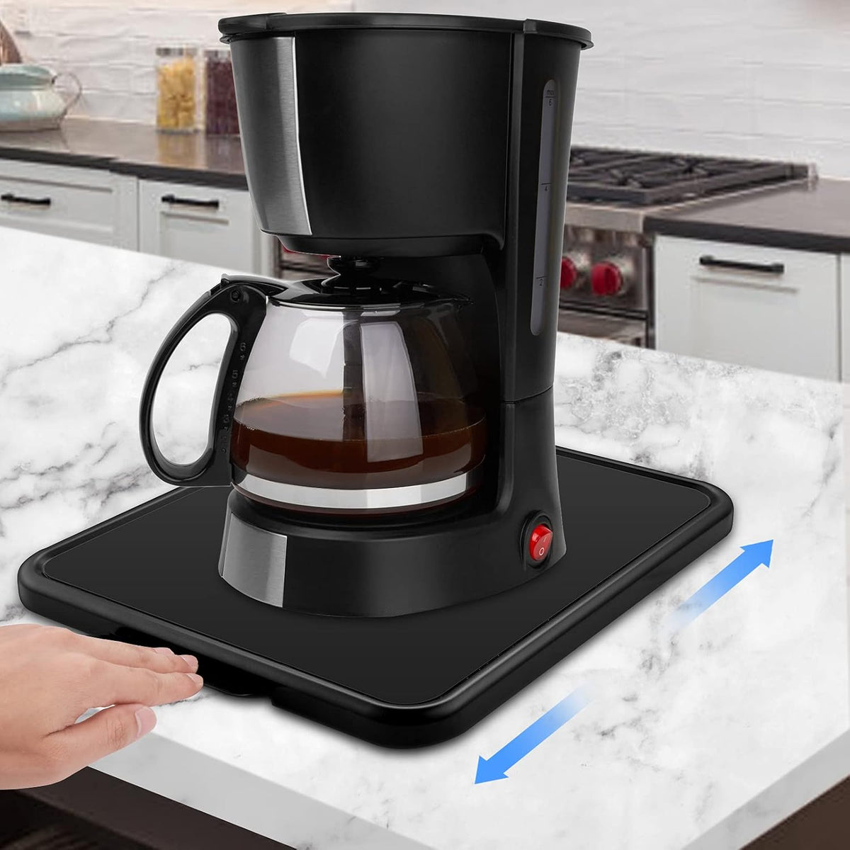 Kitchen Caddy Coffee Maker Sliding Tray, Premium Under Cabinet Appliance Coffee Maker Toaster Blender Air Fryer Stand Mixer (Alloy Steel, 11.7" W x 13.8" D)