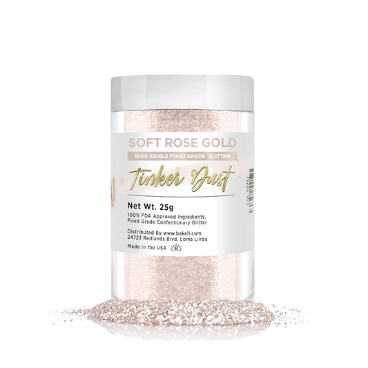 BAKELL Soft Rose Gold Edible Glitter, 25 Grams | TINKER DUST Edible Glitter | KOSHER Certified | 100% Edible Glitter |