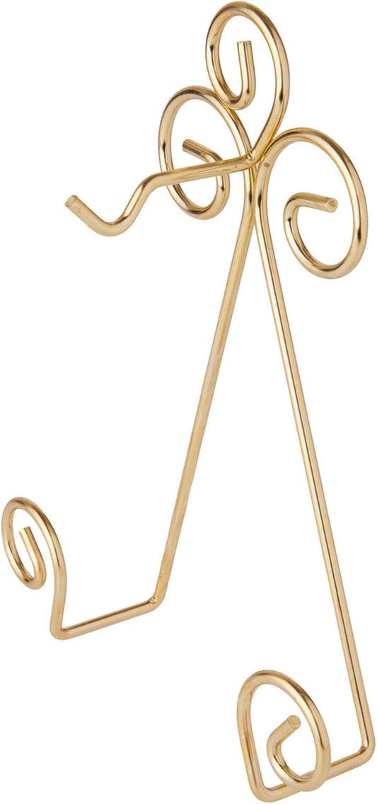 Bard's Scroll Satin Gold-toned Wall Mountable Cup and Saucer Hanger, 8" H x 6.5" W x 1.75" D, Pack of 3
