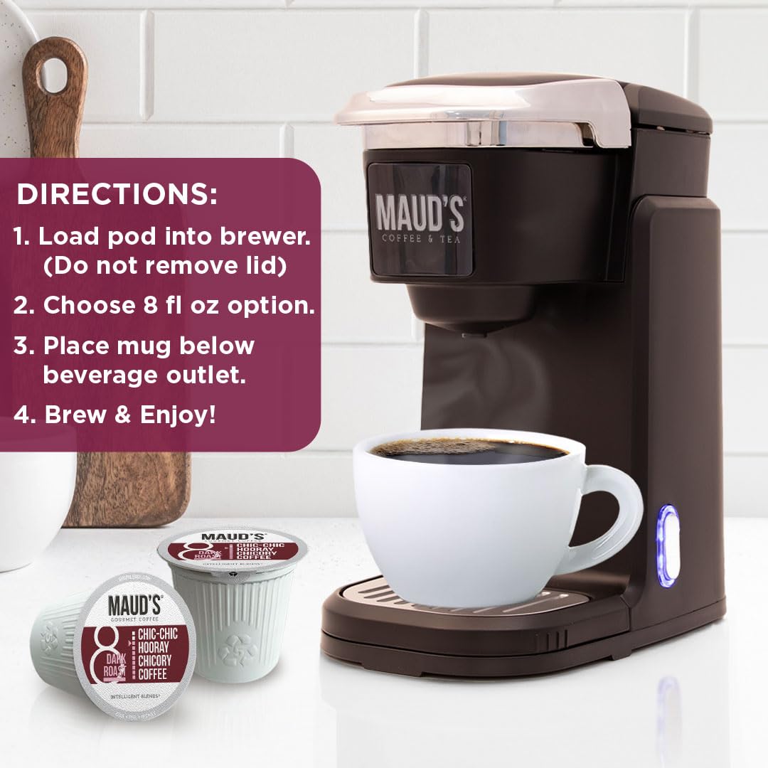 Maud's Chicory Flavored Dark Roast Coffee Pods, 18ct