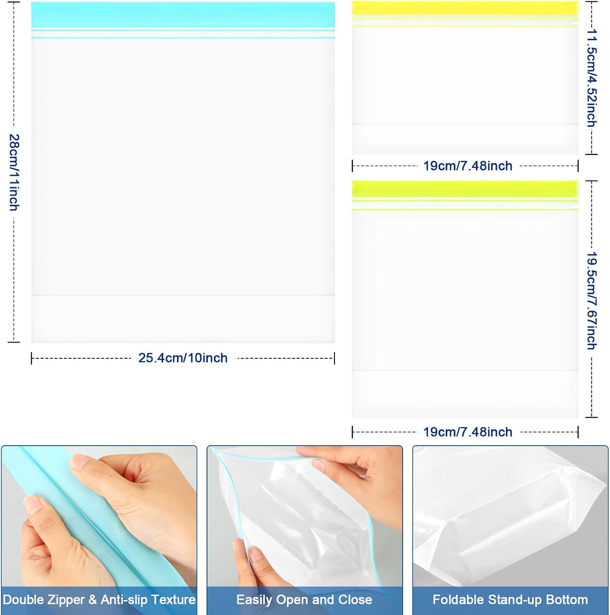 Lerine 20 Pack Reusable Freezer Bags Dishwasher Microwave Safe, Stand Up Silicone and BPA Free Reusable Sandwich Bags, Leakproof Food Storage Bags for Meal Prep - 8 Gallon 7 Sandwich 5 Snack