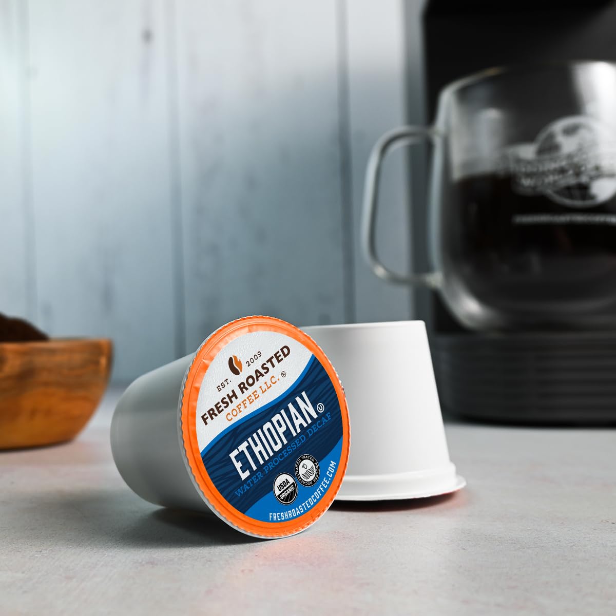 Fresh Roasted Coffee, Organic Variety Pack Water-Processed Decaf K-Cup Pods for Keurig Brewers, Medium Roast, USDA Organic, Kosher, 96 Count Loose Pack