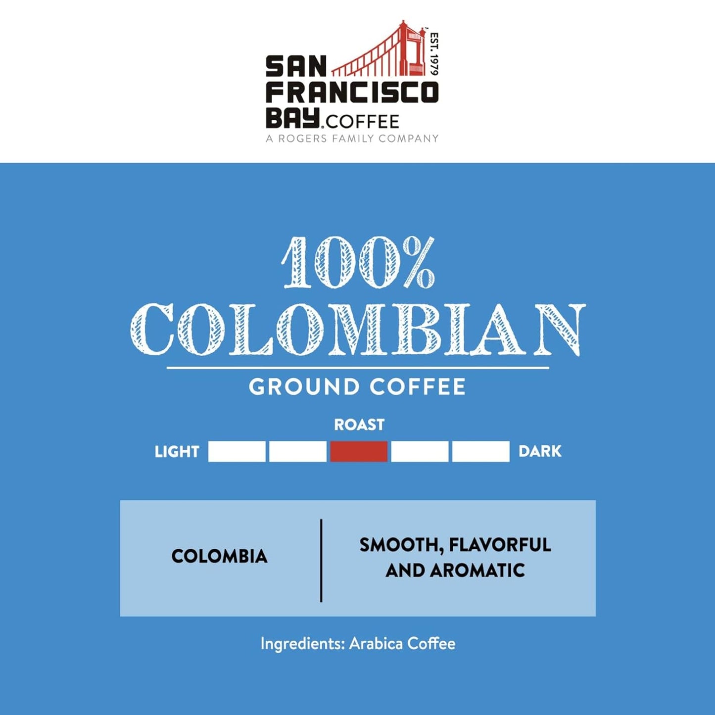San Francisco Bay Coffee 100% Colombian 28 oz Bag, Ground Medium Roast (Packaging May Vary)