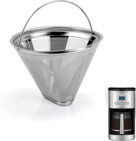 Coffee Filter Compatible with Cuisinart Coffee Maker, Permanent Stainless Cone Filter for Cuisinart DCC 1200P1 3200NAS