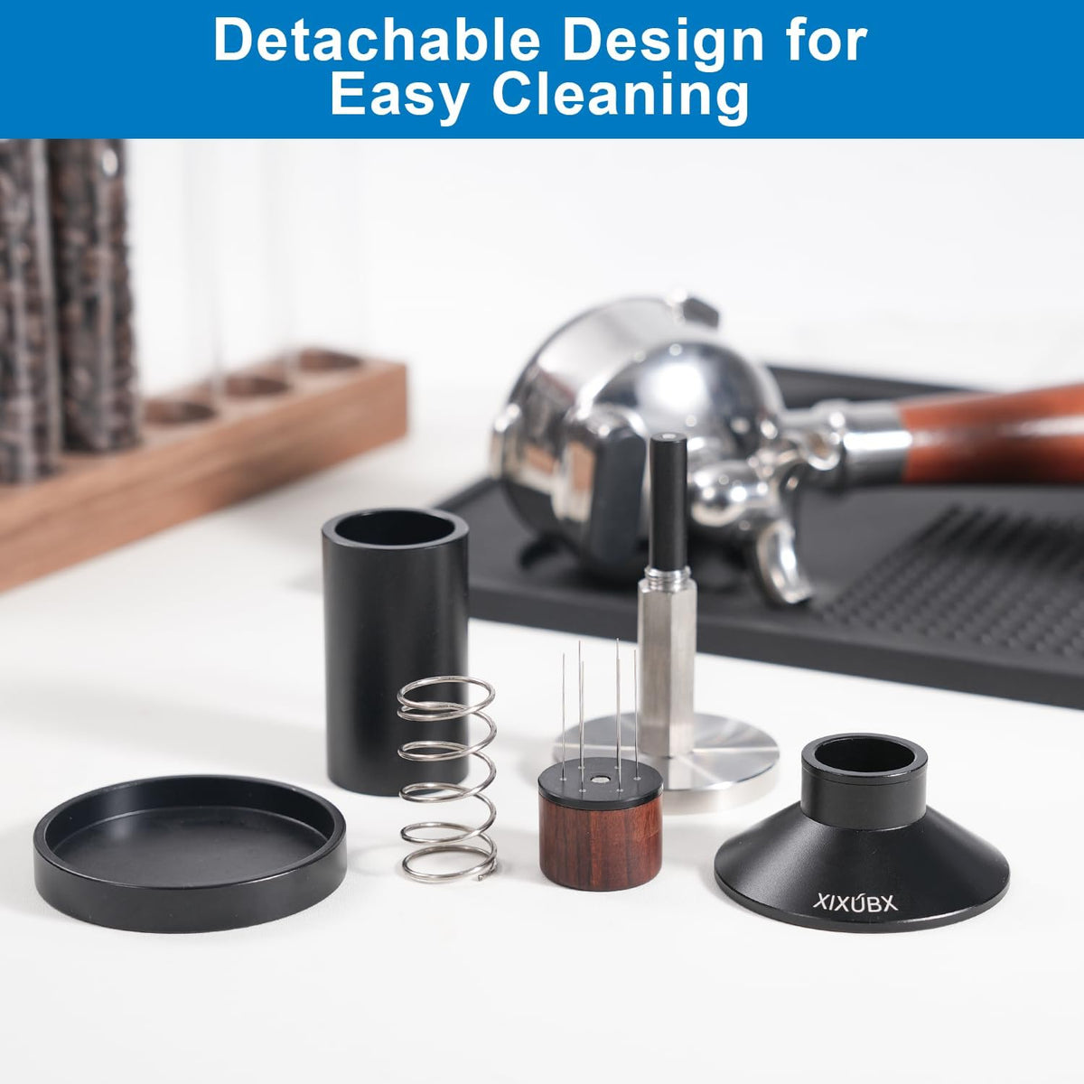 XIXUBX 2-in-1 Espresso Tamper &amp; WDT Tool, 58.35mm Spring Loaded