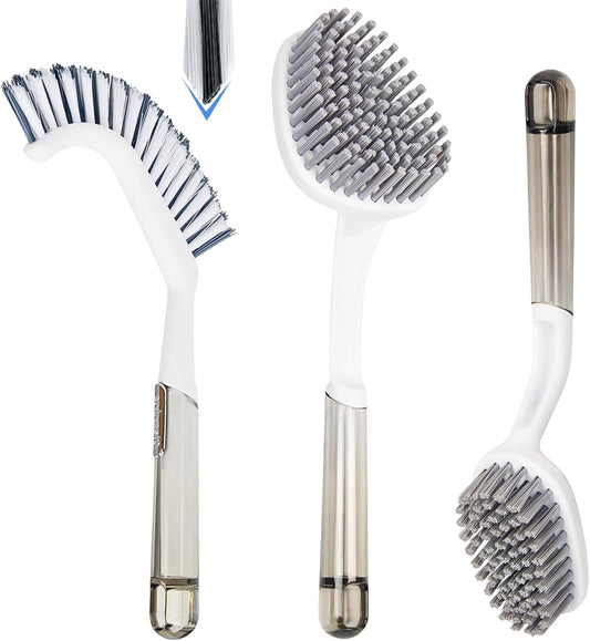 3 Pack Shower Brush for Cleaning, Heavy-Duty Scrub Brush Set for Bathroom
