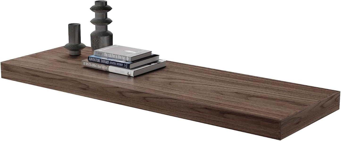 Floating Shelf, Set of 1 Wall Shelf, 36 in W x 12.75 in D x 2 in H Wooden Floating Wall Shelf with Invisible Brackets for Living Room/Bedroom/Bathroom/Kitchen Storage and Decor, Walnut