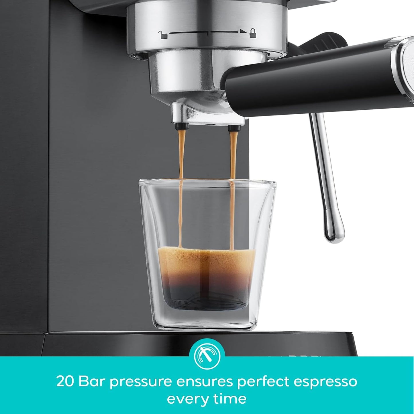 CASABREWS CM5418 Espresso Machine, Espresso Coffee Maker with Steam Wand | Stainless Steel, 20-Bar Pump, Built-in Pressure Gauge, Powerful Steam Wand for Cappuccino Latte for Home, 34oz Water Tank