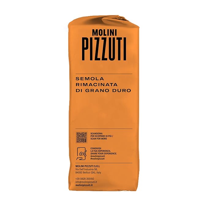 Molini Pizzuti Remilled Durum Wheat Semolina – Semola Rimacinata – 1kg Bag – Ideal for Fresh Pasta, Rustic Bread, Pizza Crust & Artisan Baking
