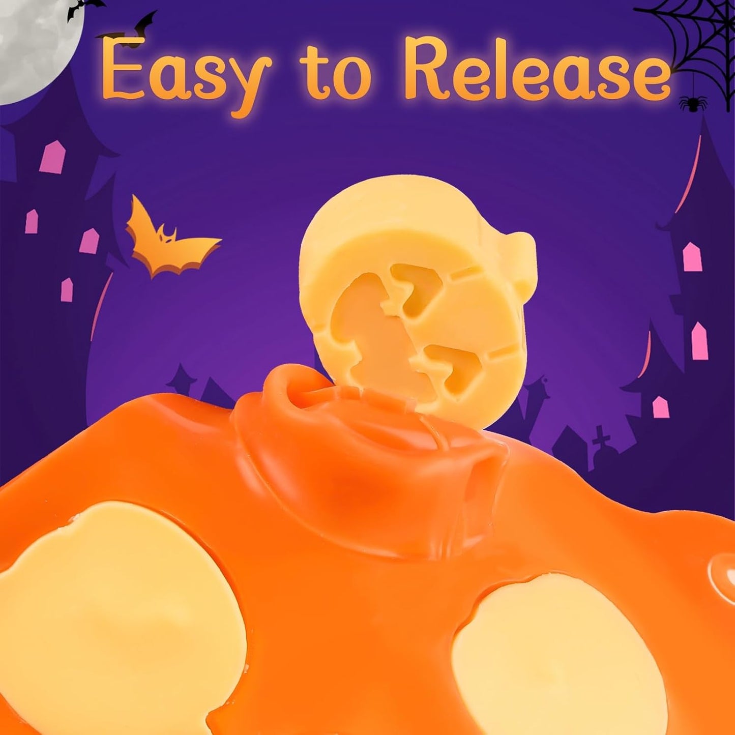 Joersh Halloween Chocolate Silicone Molds, 4PCS Pumpkin Ghost Shaped Candy Mold Non Stick Baking Pan for DIY Chocolate, Fondant, Jello, Gummy, Candy
