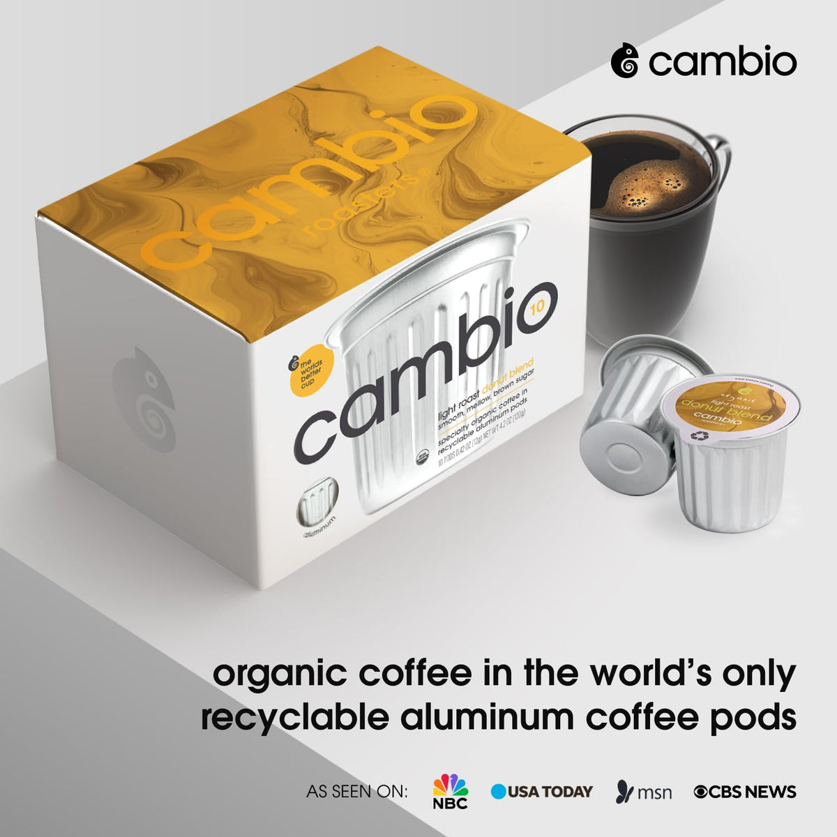 Cambio Roasters Light Roast Coffee Pods - Recyclable Aluminum Pods, 10ct