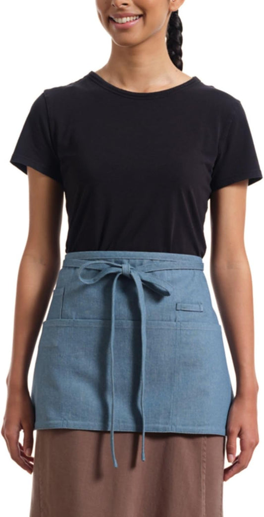MEEMA Waist Aprons For Women With Pockets | Stylish Server Kitchen Apron Short, 23x13 Inches | Breathable Chef Apron for