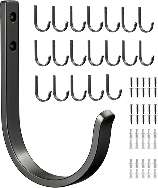 20-Pack Wall Hooks for Hanging Towel/Coat - 22LB Screw in Metal Hanger Wall Mount, for Outdoor, Closet, Door, Bathrooms, for