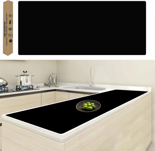 120"x24"(305cmx60cm) Large Silicone Kitchen Counter Mat, Heat Resistant Non-Slip Countertop Protector, Waterproof