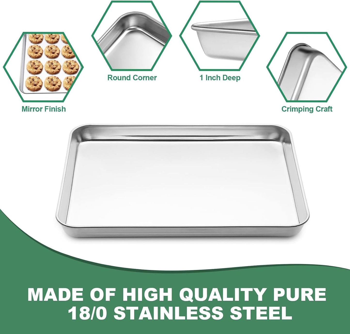 Baking Sheet with Cooling Rack, HKJ Chef 2 Baking Sheets + 2 Baking Racks | Stainless Steel Cookie Sheet with Cooling Rack, Baking Pans for Oven, 12.5x10x1 Inches Nonstick Baking Tray, Warp Resistant