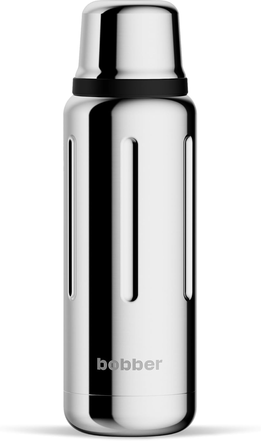 BOBBER 16 oz Stainless Steel Insulated Bottle – 24 Hours Hot – Dishwasher Safe Small Thermo for Hot Drinks – Leak Proof, Insulated Thermo Flask for Tea and Coffee, for Men and Women (Glossy)
