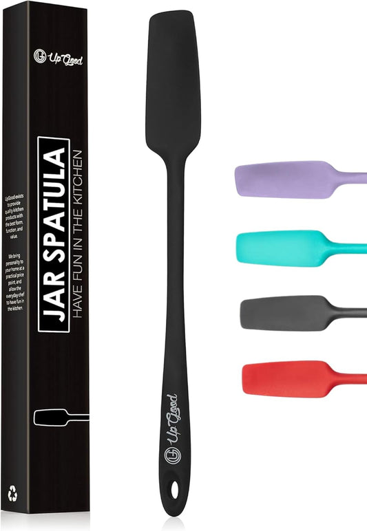 Silicone Jar Spatula | 600F Heat Resistant Non-Stick Rubber Scraper | Perfect for Jars, Smoothies, Blenders | One Piece