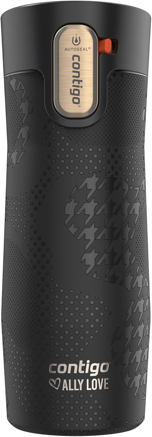 Contigo x Ally Love Stainless Steel Vacuum-Insulated Travel Mug with Autoseal and Easy Clean Lid, Spill-proof, Keeps Drinks cold 24 hrs &amp; hot for 11 hrs, BPA Free, 16oz., West Loop 3.0, Licorice