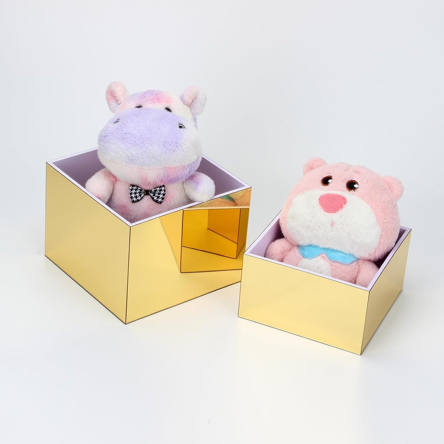 3 Pcs Acrylic Display Nesting Riser Stand Mirror Gold Acrylic Riser | Display Cube Box Stereoscopic Display Stand Acrylic Food Display Risers for Catering Dessert Jewelry Character Party