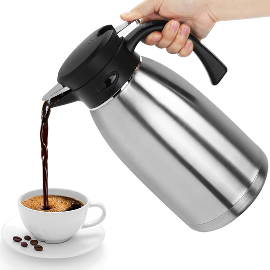 70oz Thermal Coffee Carafe, Double Wall Vacuum Thermos for Hot Drinks, Stainless Steel Carafe for Hot Liquids Large Tea